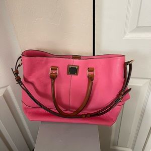 Large, pink Dooney and Bourke